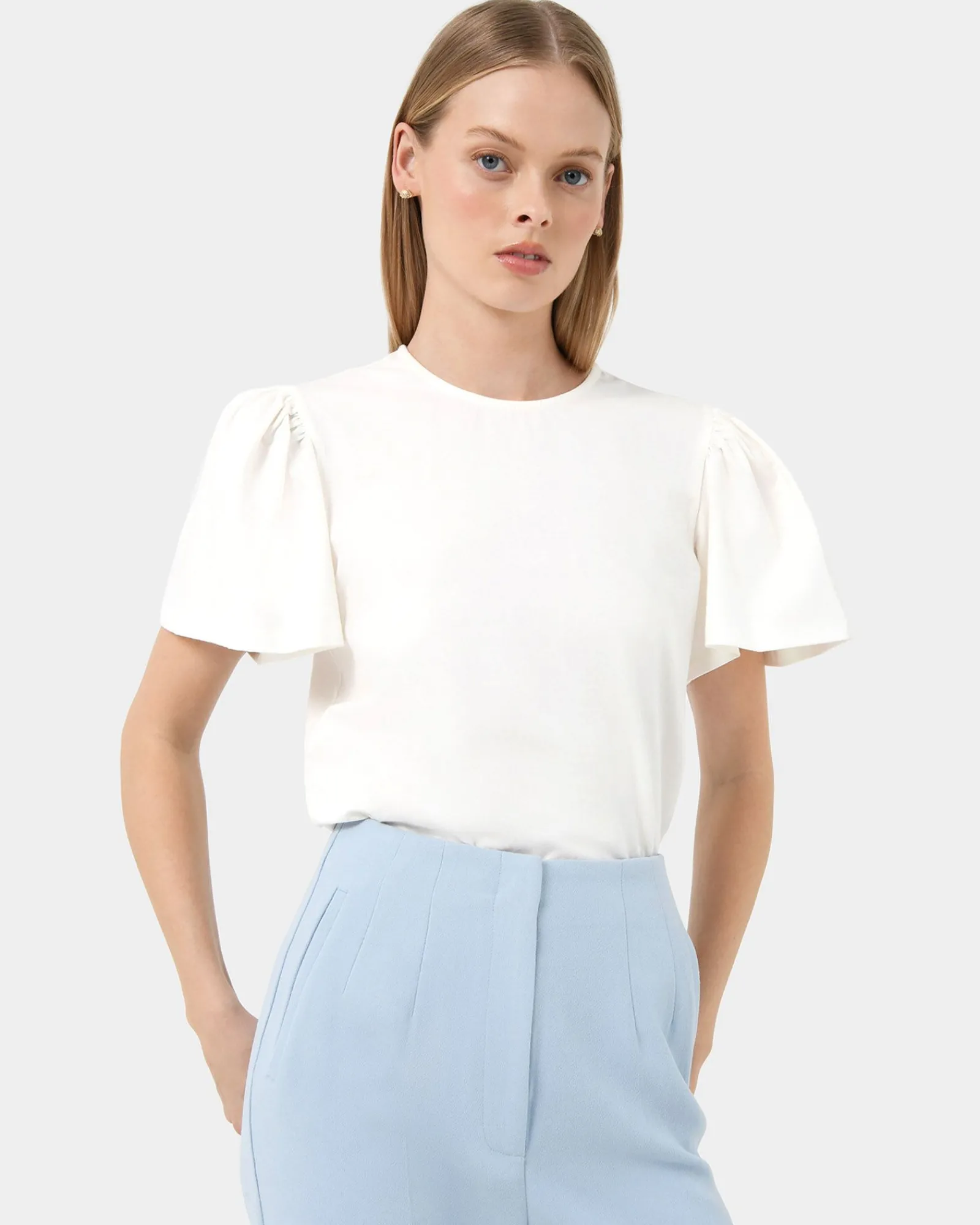 Forcast Cayla Gathered Sleeve Tee* T-Shirts & Tops|Work Tops
