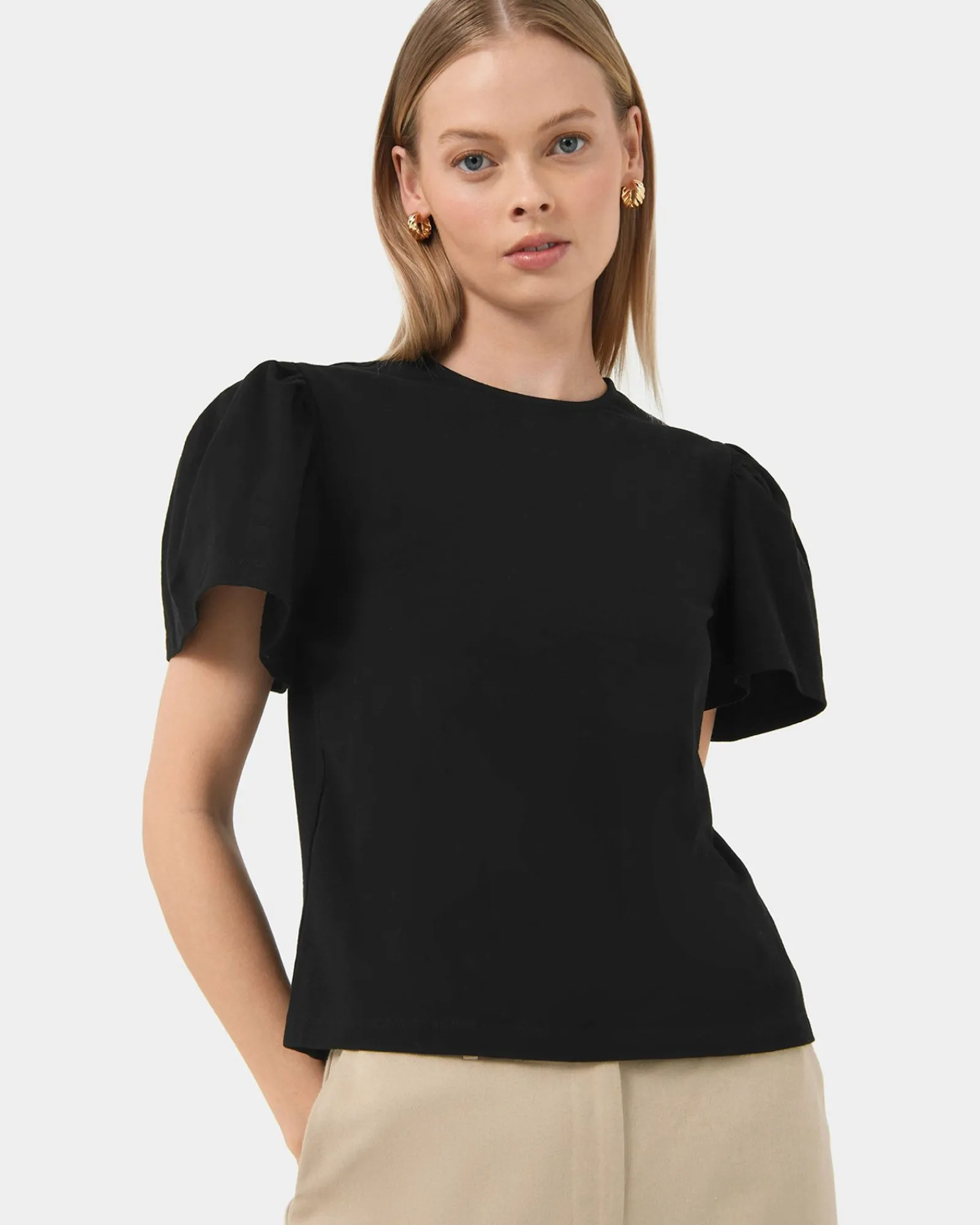 Forcast Cayla Gathered Sleeve Tee* T-Shirts & Tops|Work Tops