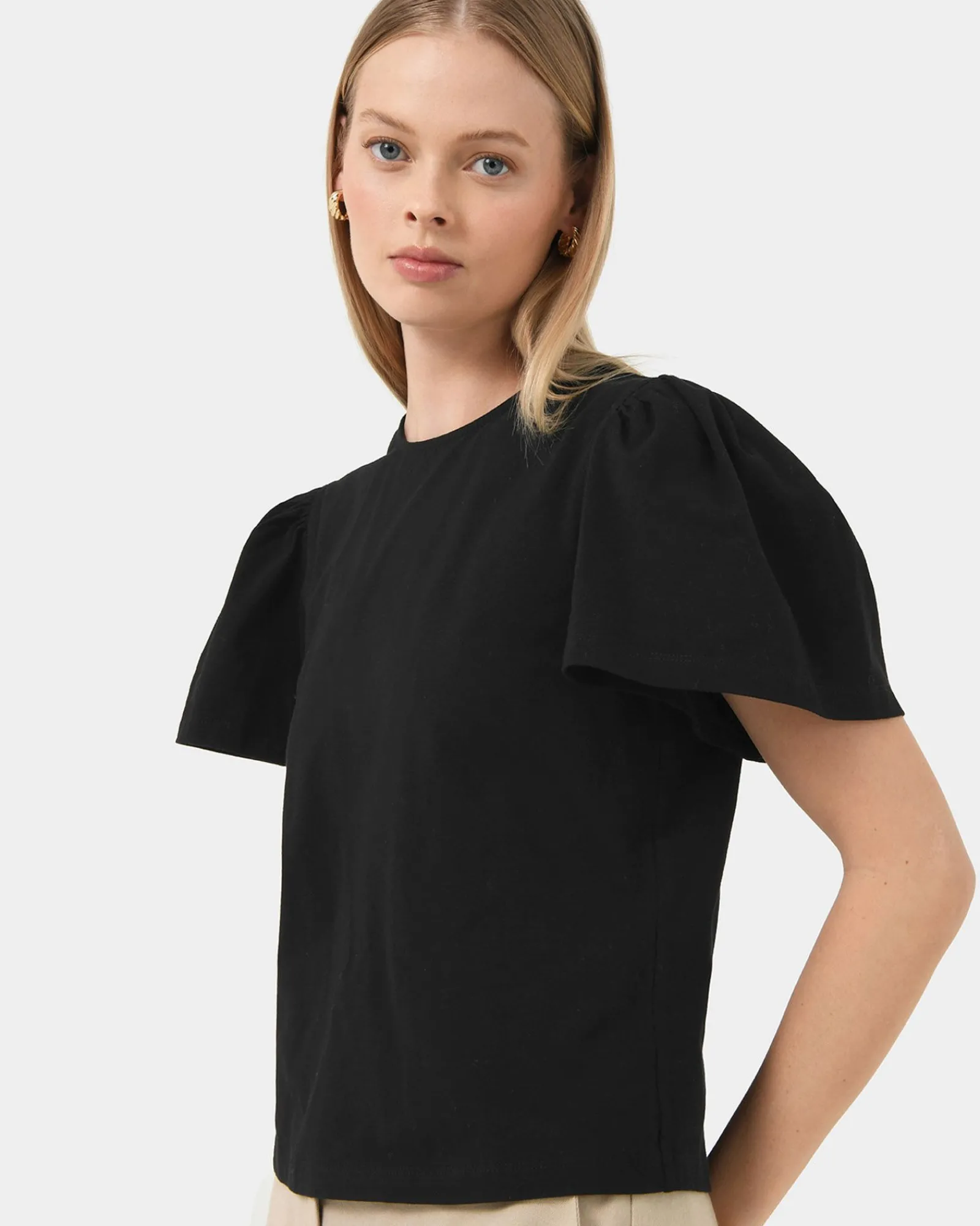 Forcast Cayla Gathered Sleeve Tee* T-Shirts & Tops|Work Tops