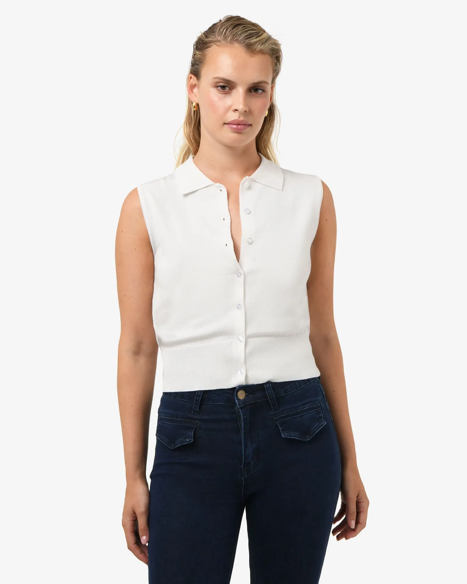 Forcast Collins Collar Knit Top* T-Shirts & Tops|Work Tops