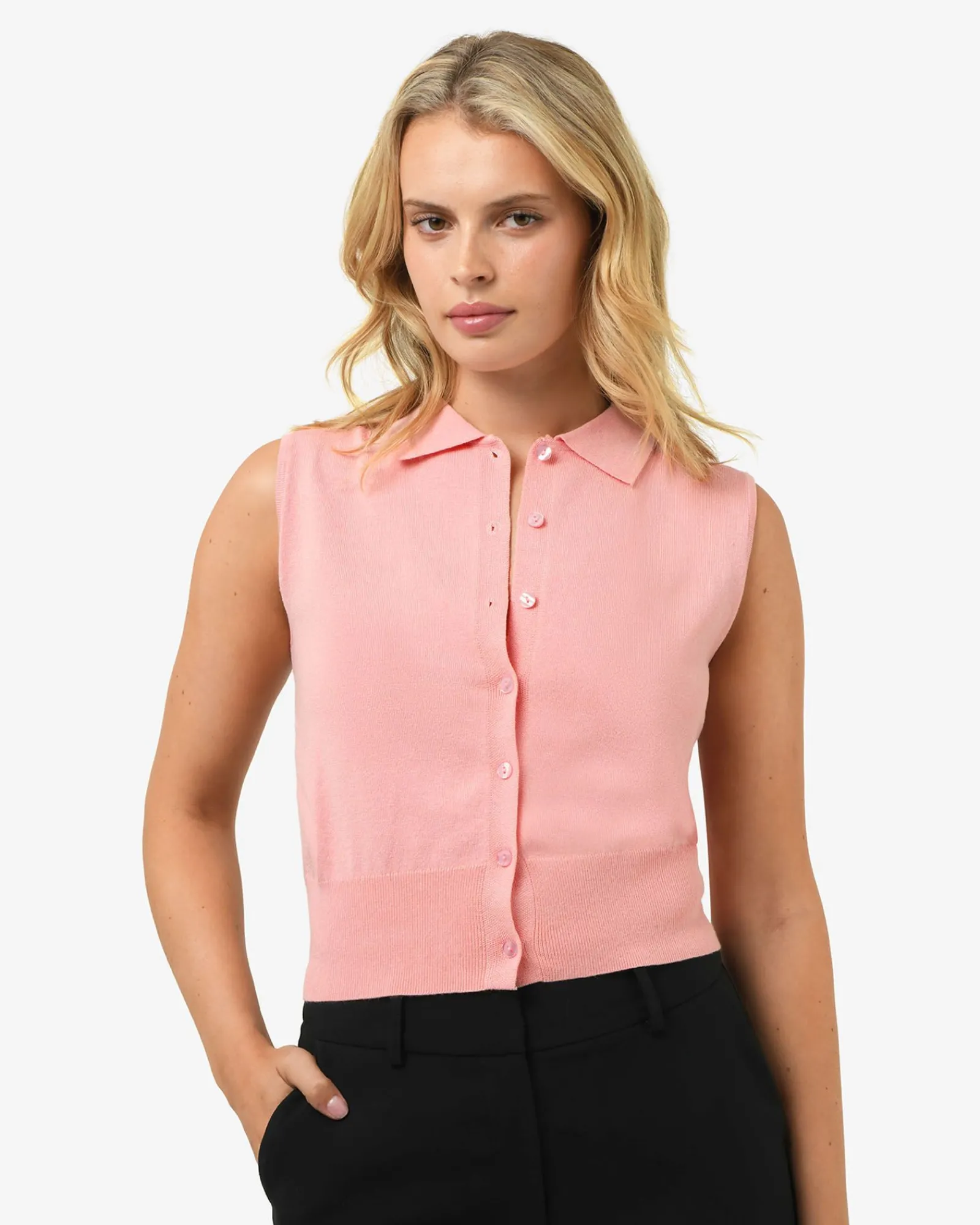 Forcast Collins Collar Knit Top* T-Shirts & Tops|Work Tops