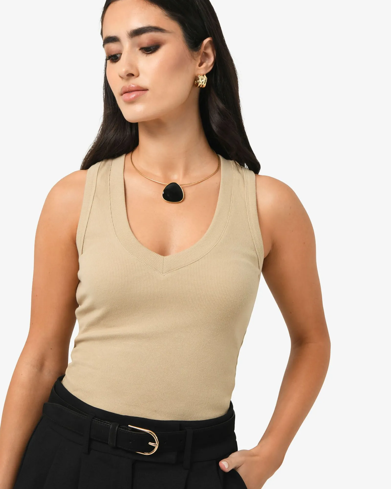 Forcast Devon V-neck Singlet* T-Shirts & Tops|Work Tops