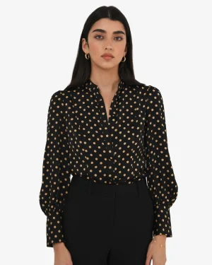 Forcast Dotti Polka Dot Printed Blouse* T-Shirts & Tops|Long Sleeve Tops