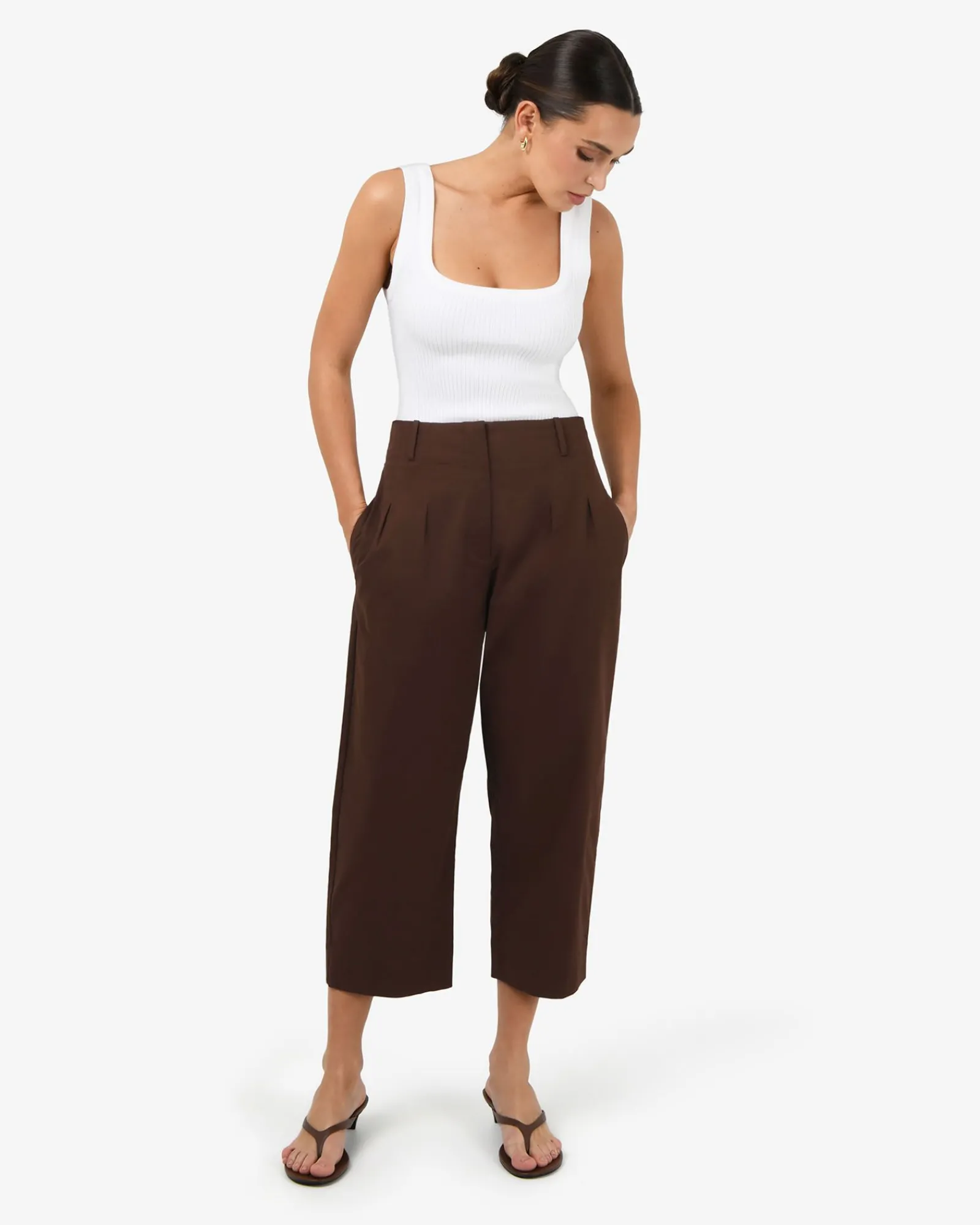 Forcast Ella Square Neck Rib Knit* T-Shirts & Tops|Work Tops