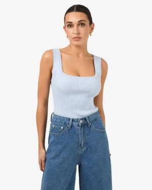 Forcast Ella Square Neck Rib Knit* T-Shirts & Tops|Work Tops