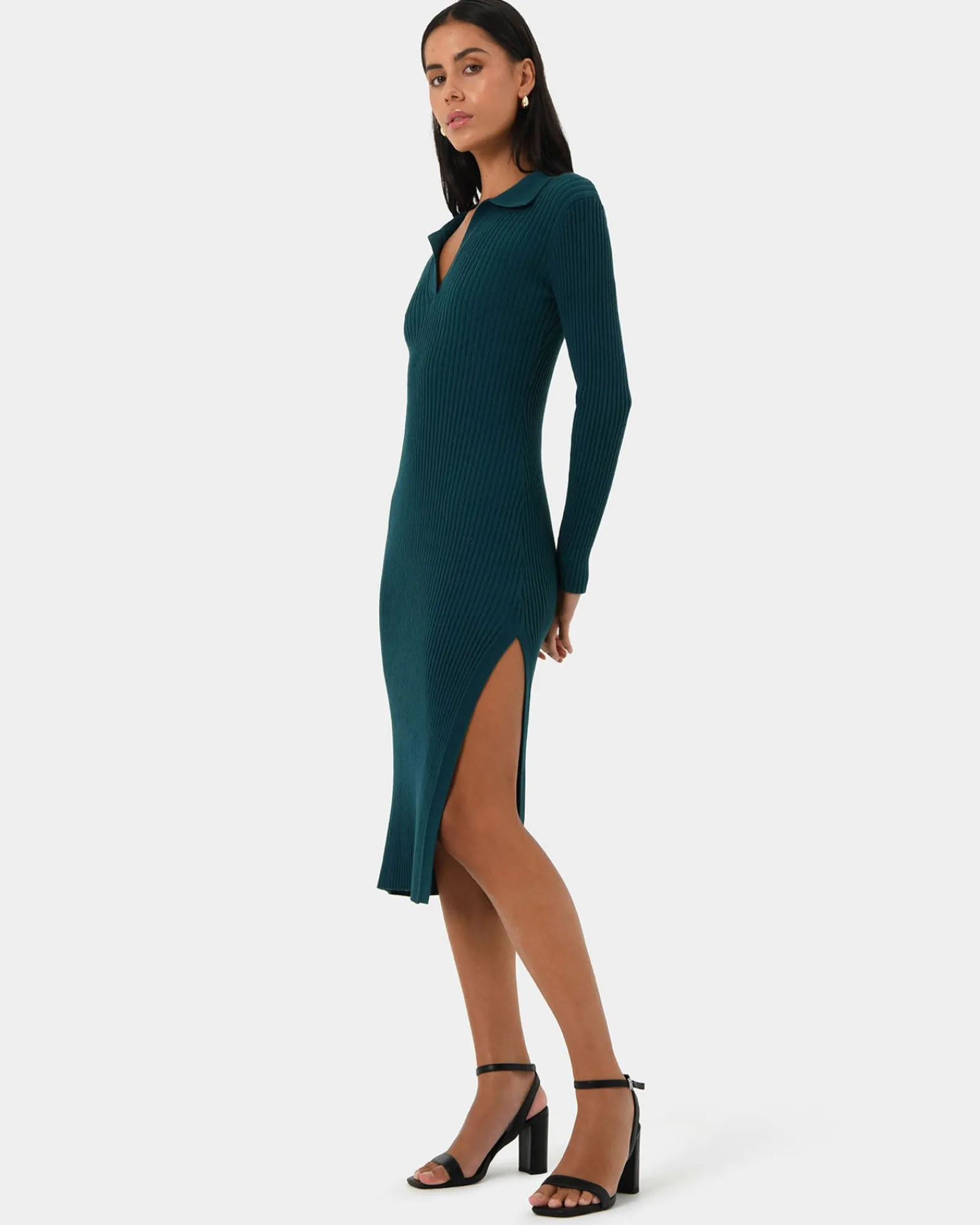 Forcast Elliot Collared Knit Dress* Knit Dresses|Knit Dresses