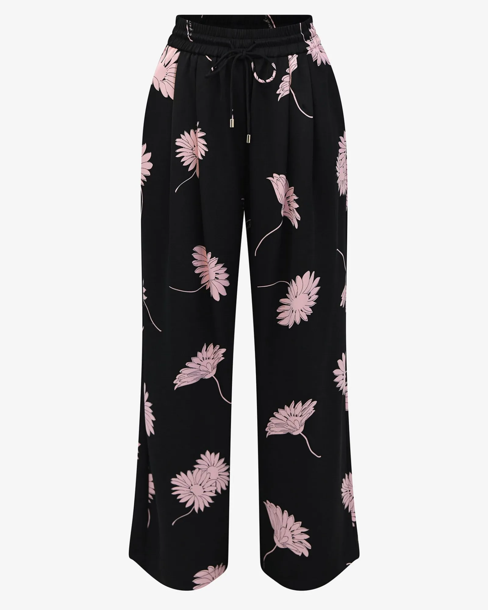 Forcast Felicia Satin Elastic Pants* High-Waisted Pants|Wide-Leg Pants