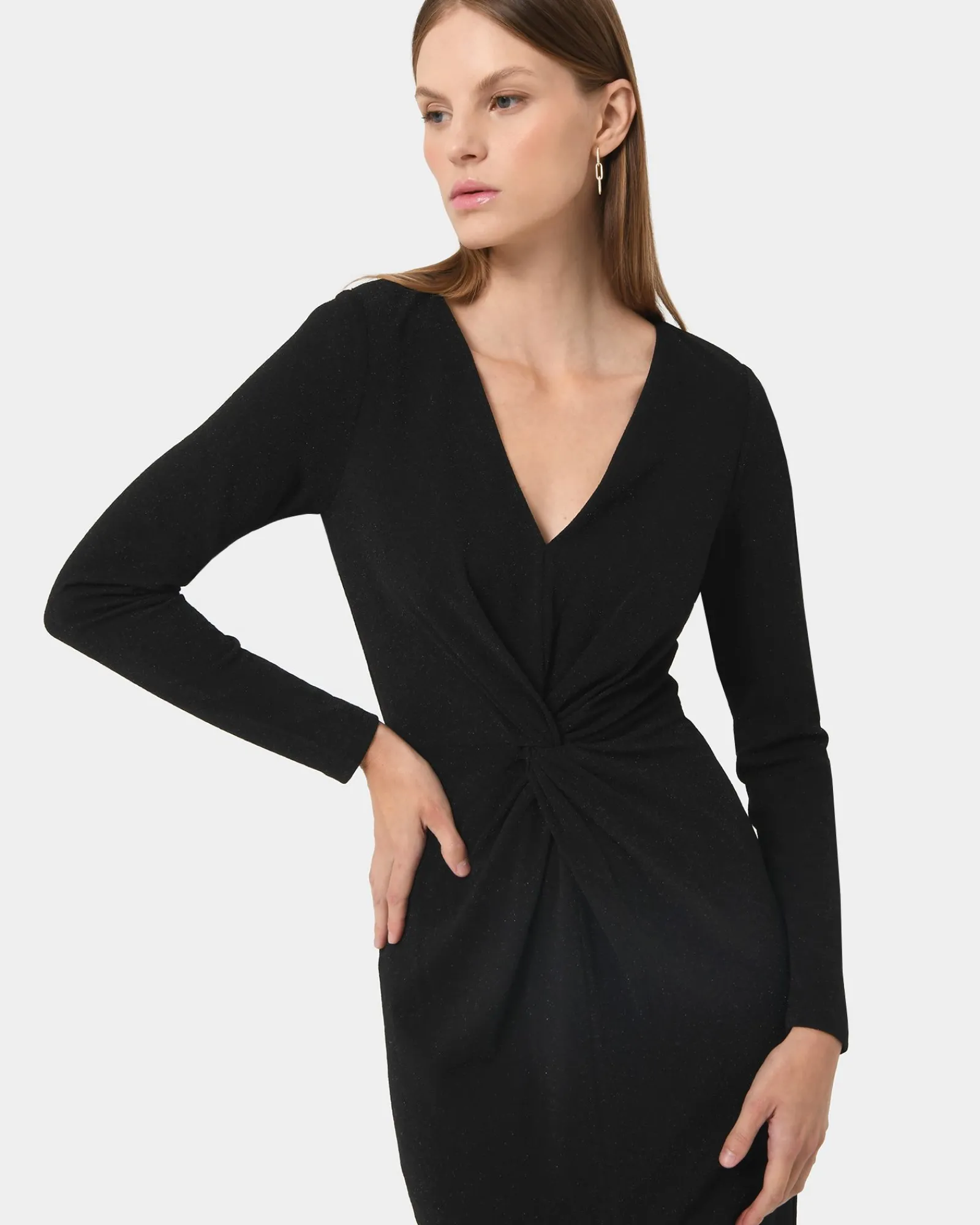 Forcast Giada Twist Knit Glitter Dress* Midi Dresses|Midi Dresses