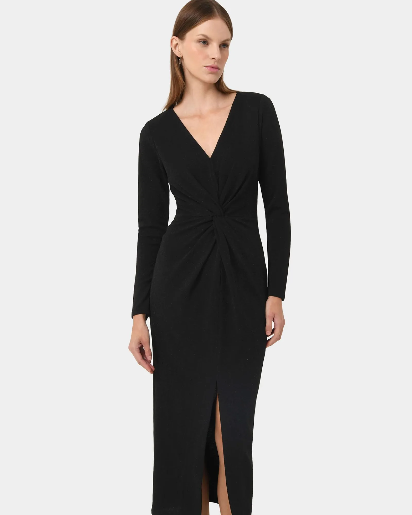 Forcast Giada Twist Knit Glitter Dress* Midi Dresses|Midi Dresses