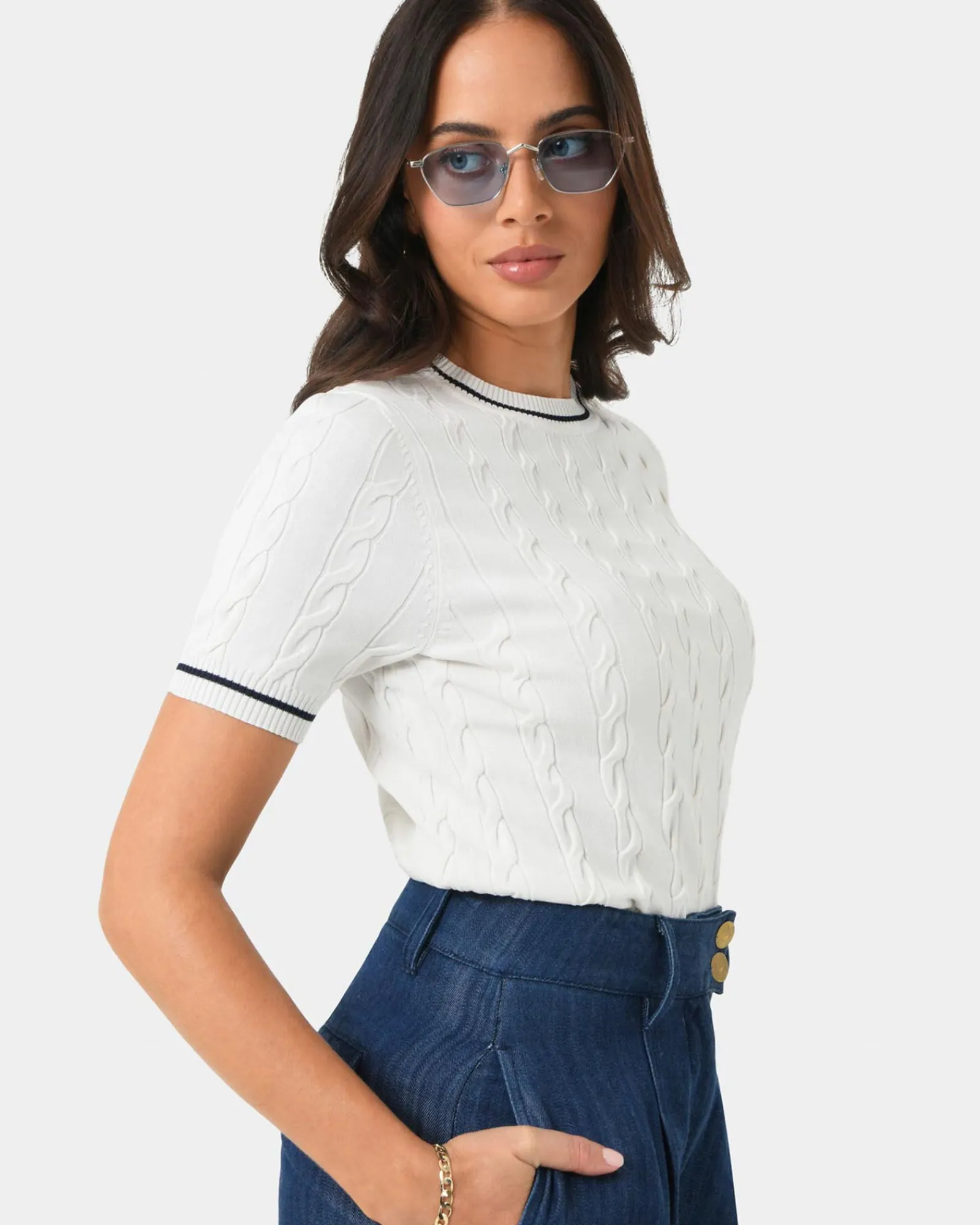 Forcast Harvey Cable Knit Top* T-Shirts & Tops|Work Tops
