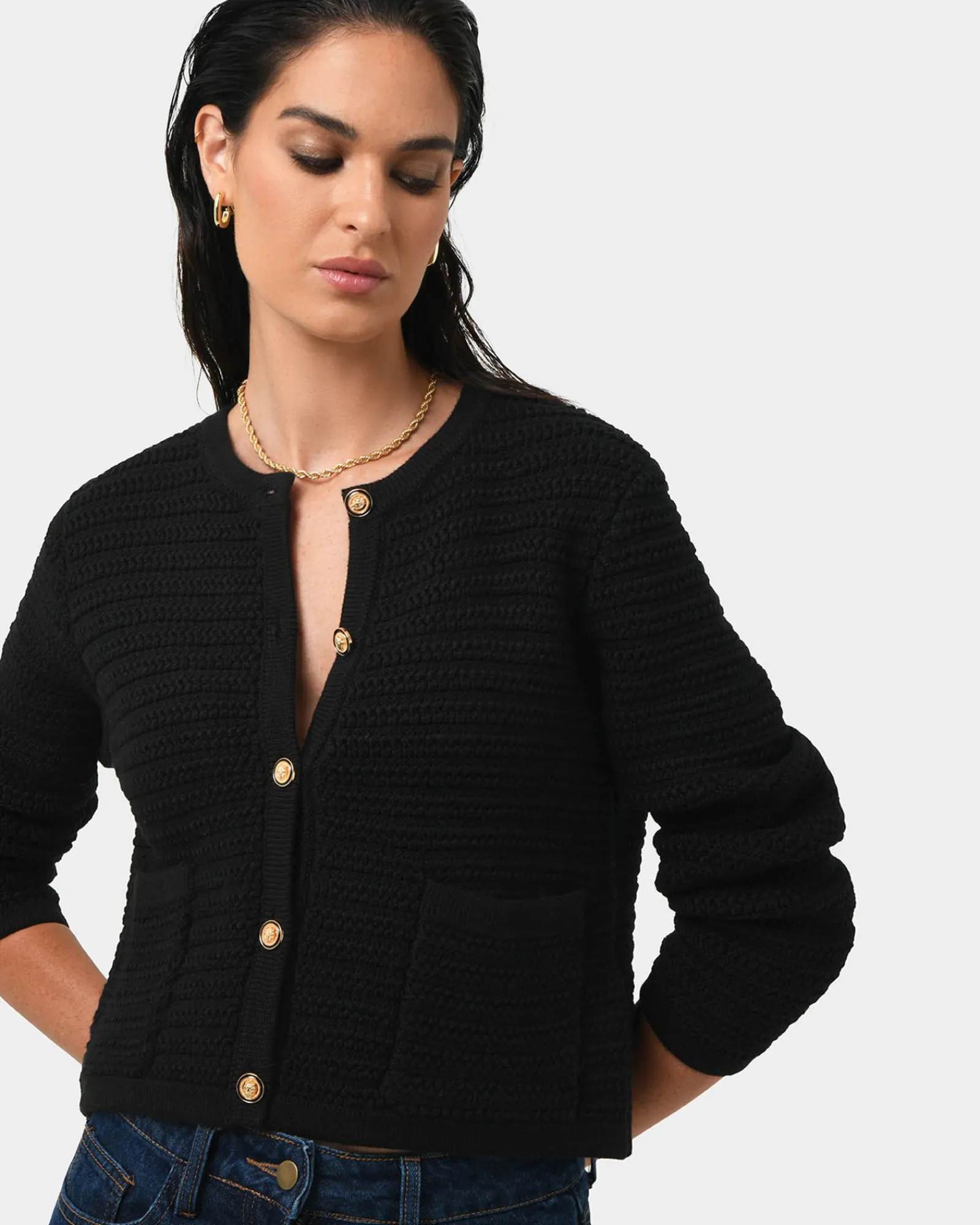 Forcast Hollis Textured Cardigan* Long Sleeve Tops|Work Tops