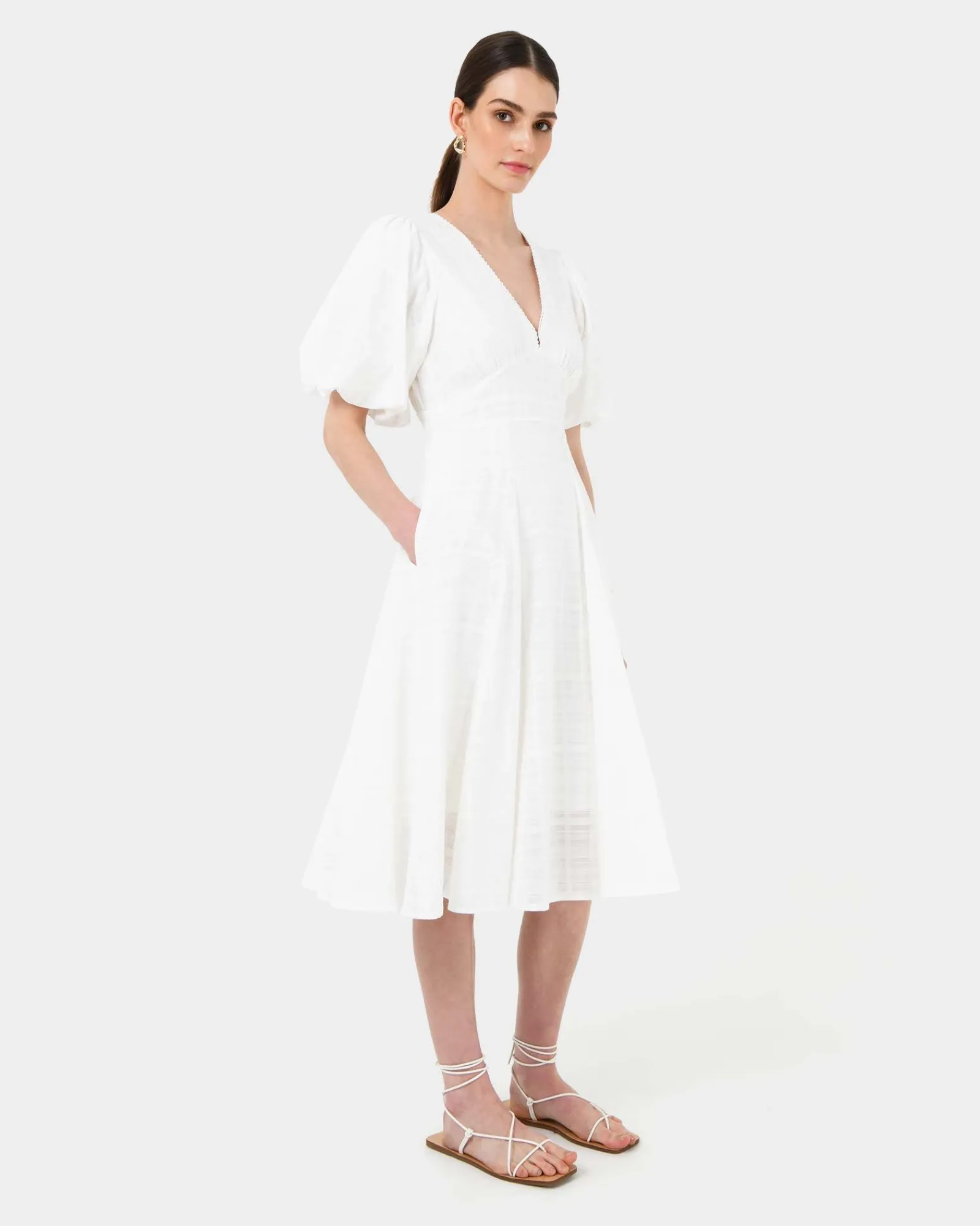 Forcast Iris Puff Sleeve Midi Dress* Midi Dresses|Midi Dresses