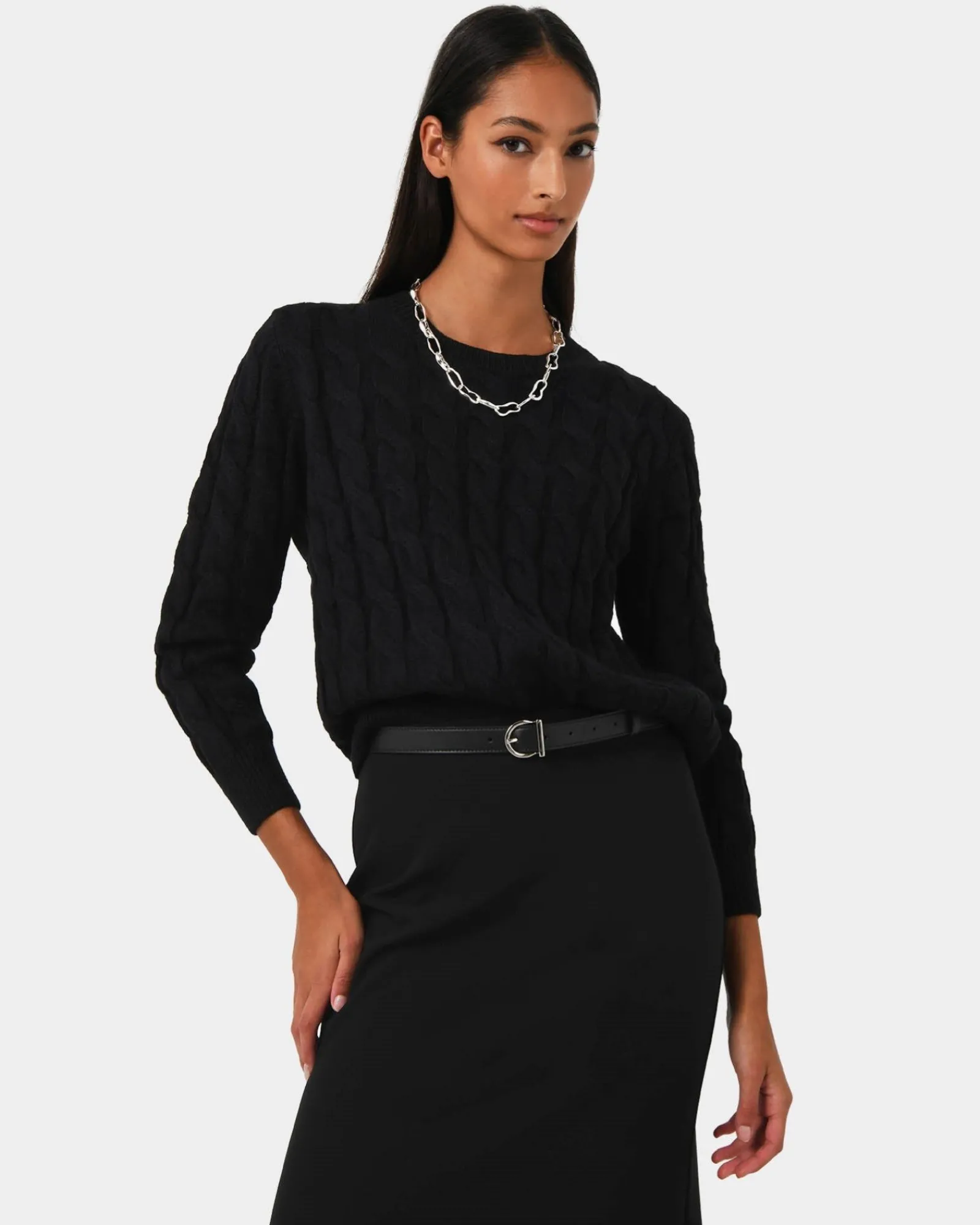 Forcast Janna Cable Jumper* Long Sleeve Tops|Work Tops