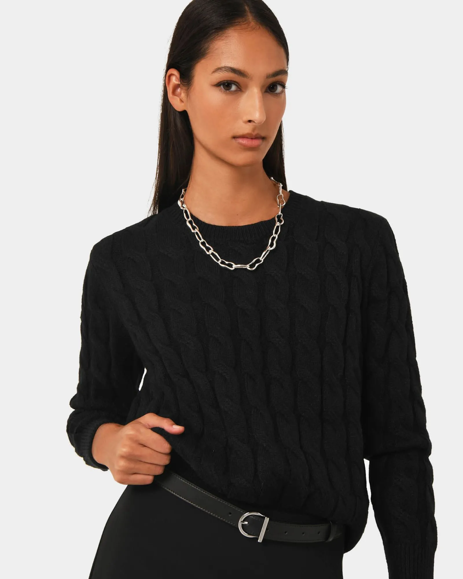 Forcast Janna Cable Jumper* Long Sleeve Tops|Work Tops