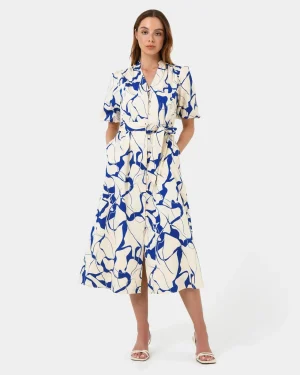 Forcast Jayleen Puff Sleeve Tie Dress* Conscious|Midi Dresses