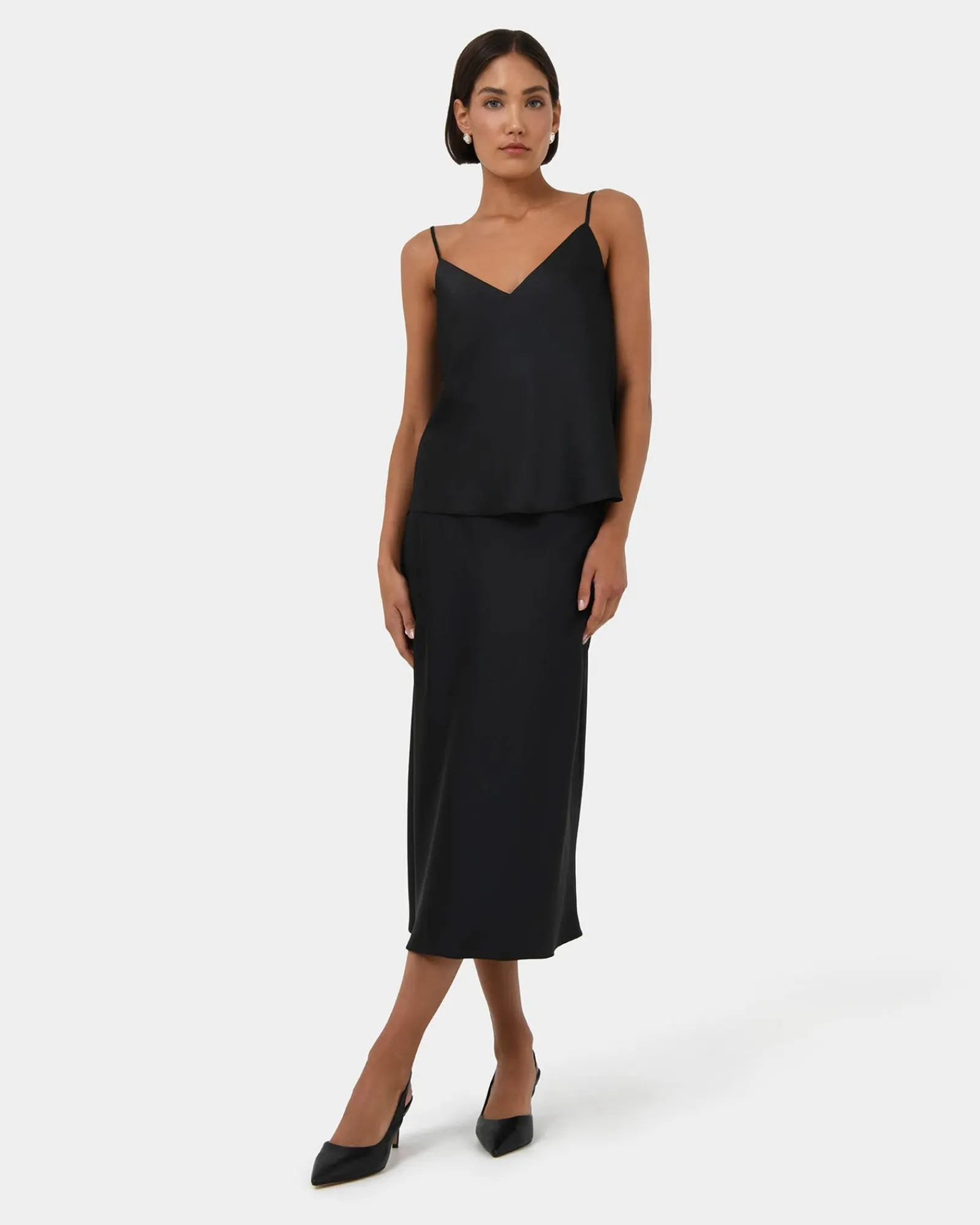 Forcast Joy Satin V-neck Cami* T-Shirts & Tops|Basic Tops