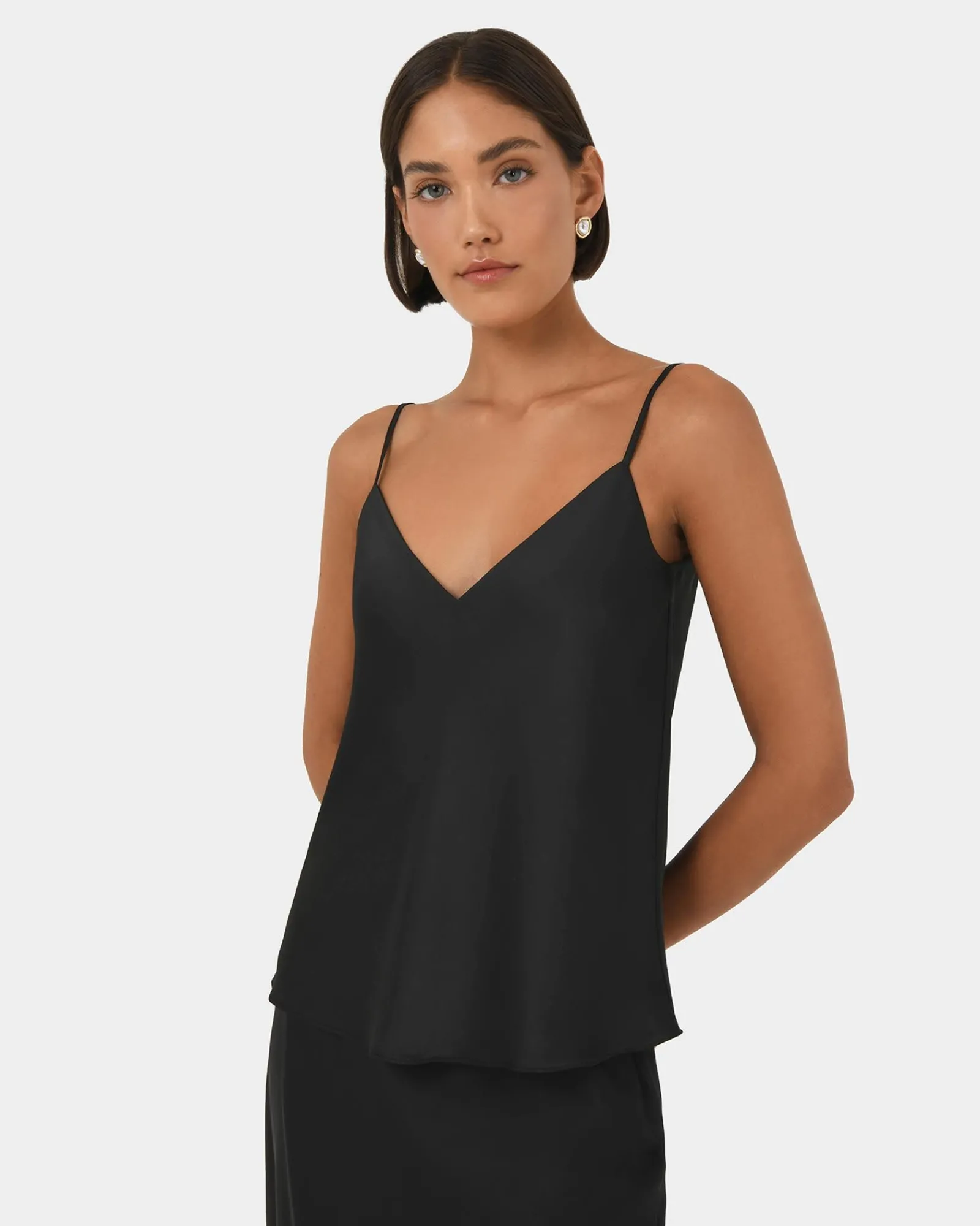 Forcast Joy Satin V-neck Cami* T-Shirts & Tops|Basic Tops