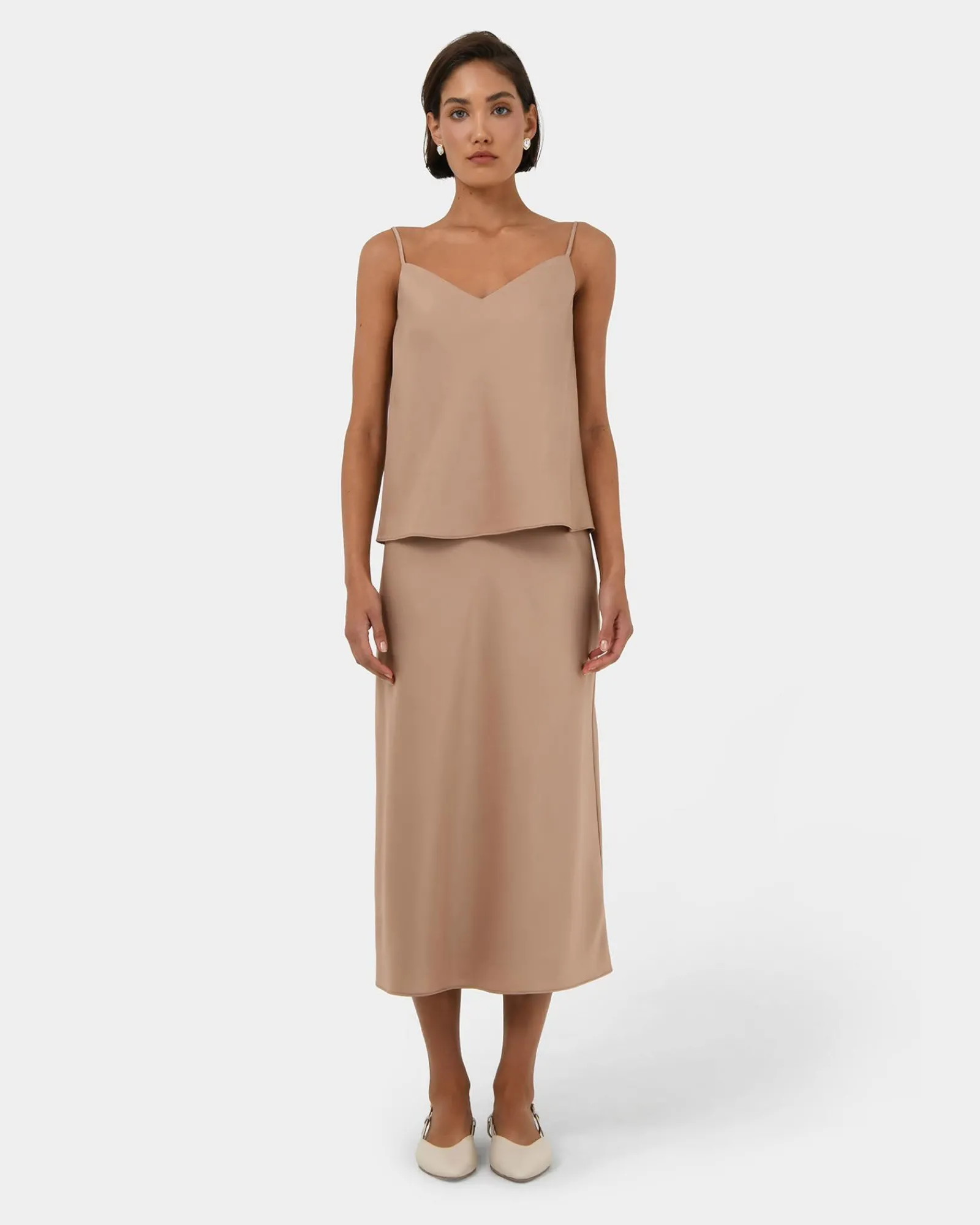 Forcast Joy Satin V-neck Cami* T-Shirts & Tops|Basic Tops