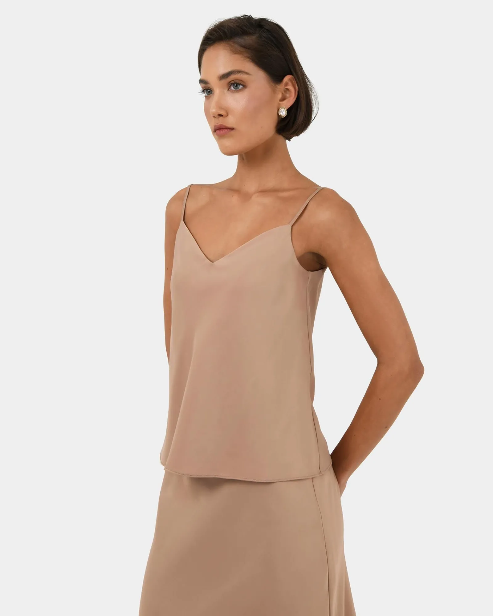 Forcast Joy Satin V-neck Cami* T-Shirts & Tops|Basic Tops