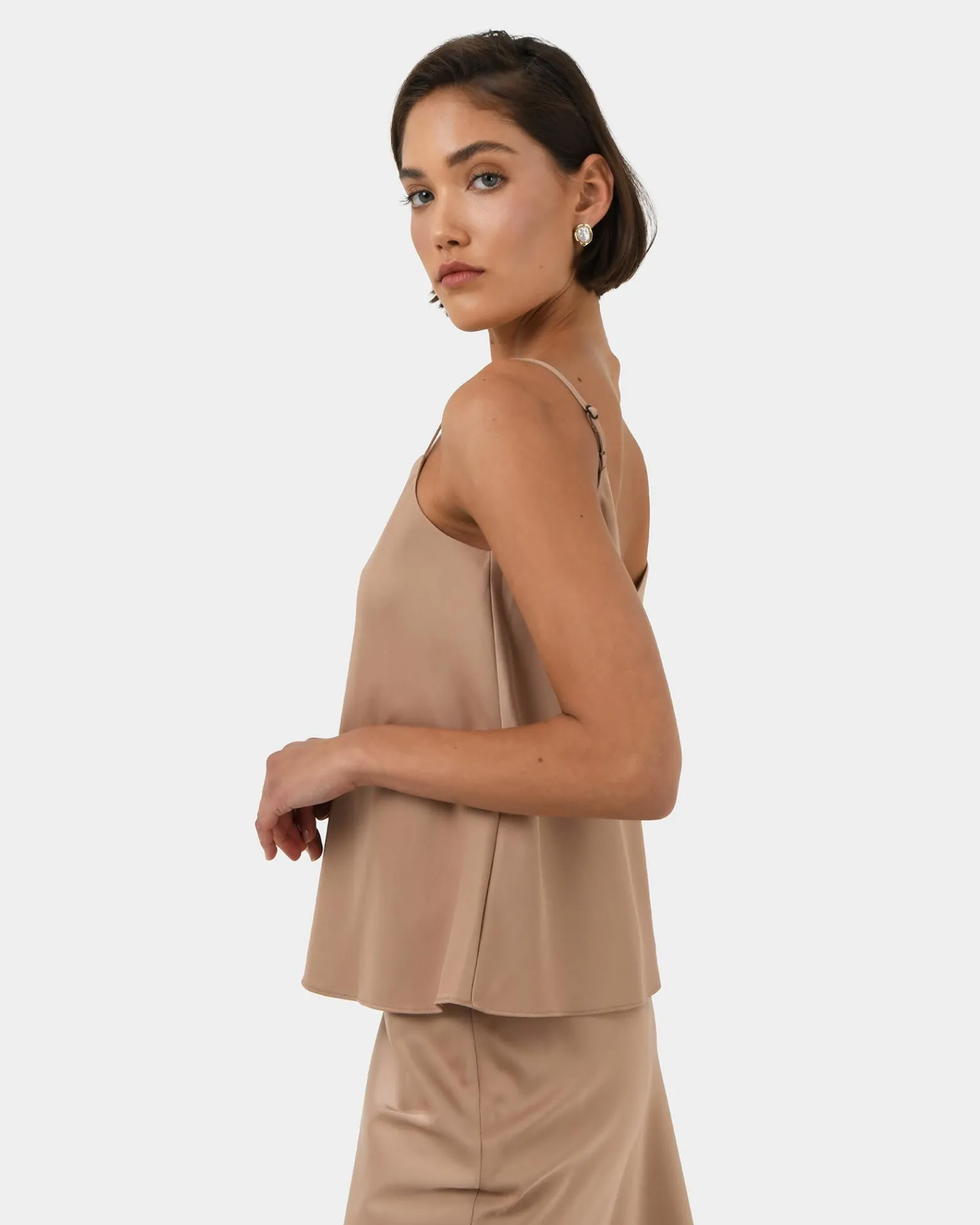 Forcast Joy Satin V-neck Cami* T-Shirts & Tops|Basic Tops