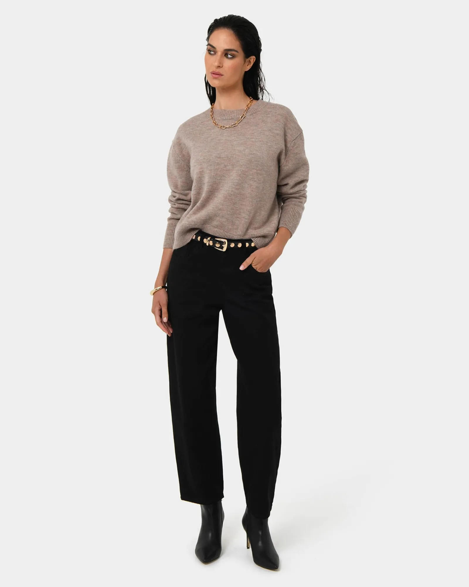 Forcast Joyli Round Neck Knit* Long Sleeve Tops|Work Tops
