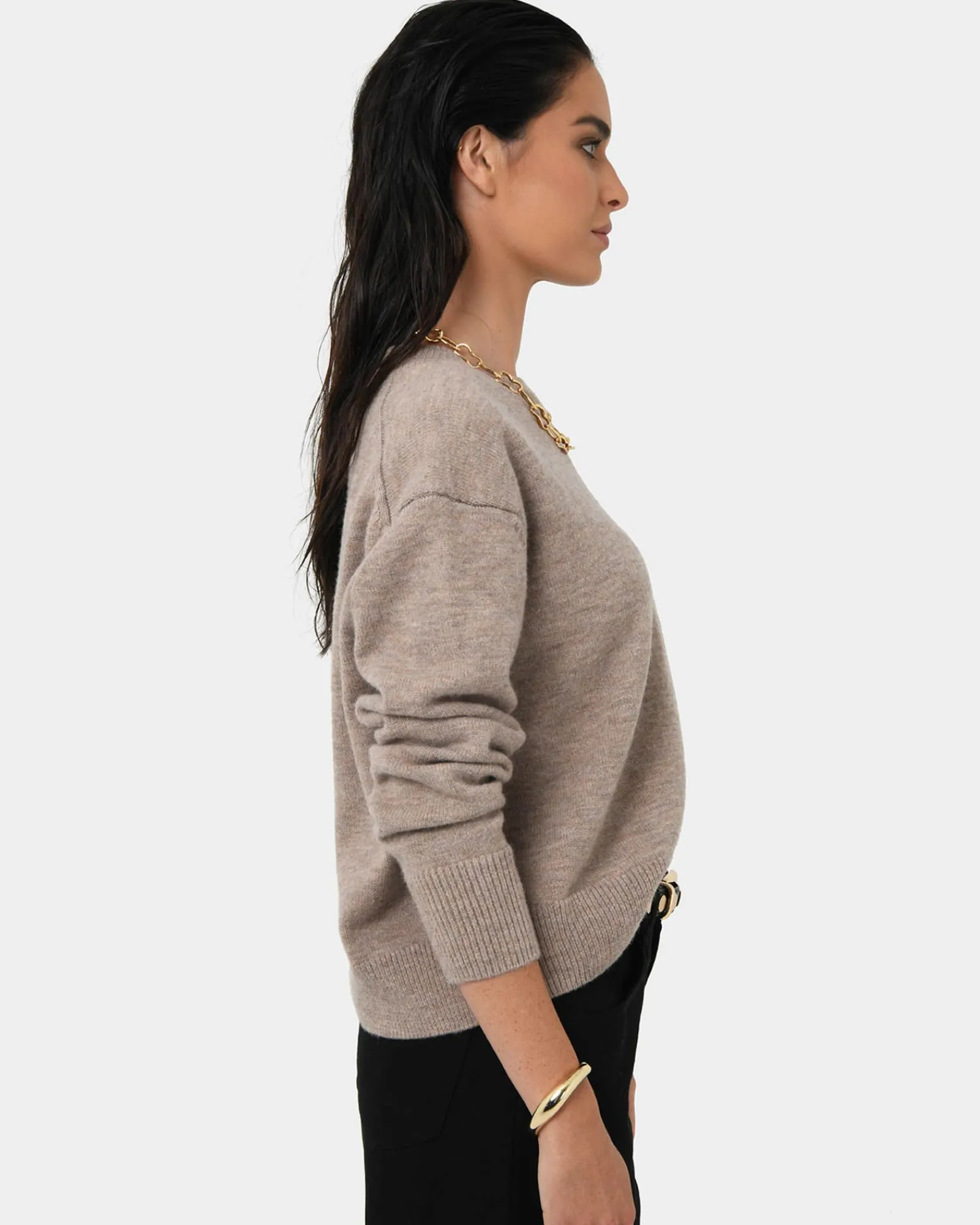 Forcast Joyli Round Neck Knit* Long Sleeve Tops|Work Tops