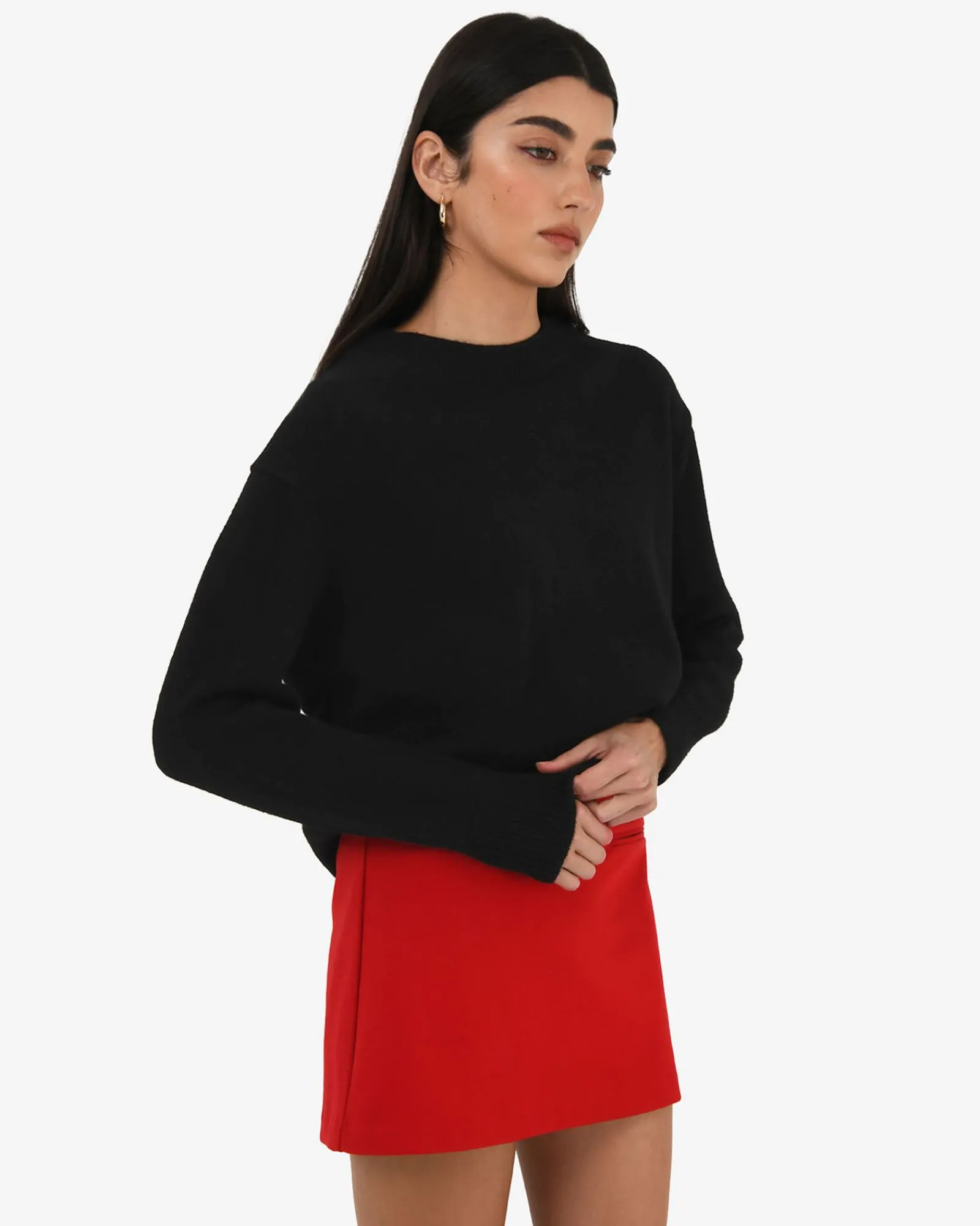 Forcast Joyli Round Neck Knit* Long Sleeve Tops|Work Tops