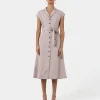Forcast Kade V-neck Linen Dress* Midi Dresses|Midi Dresses