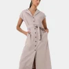 Forcast Kade V-neck Linen Dress* Midi Dresses|Midi Dresses