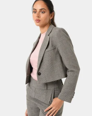 Forcast Kai Checked Crop Blazer* Work Tops|Jackets & Blazers