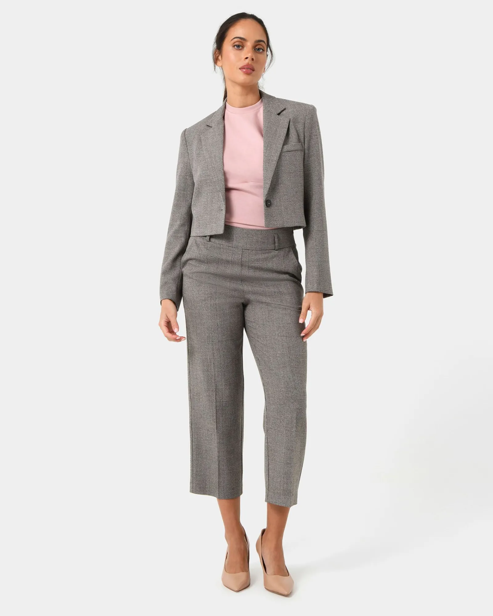 Forcast Kai Checked Crop Blazer* Work Tops|Jackets & Blazers