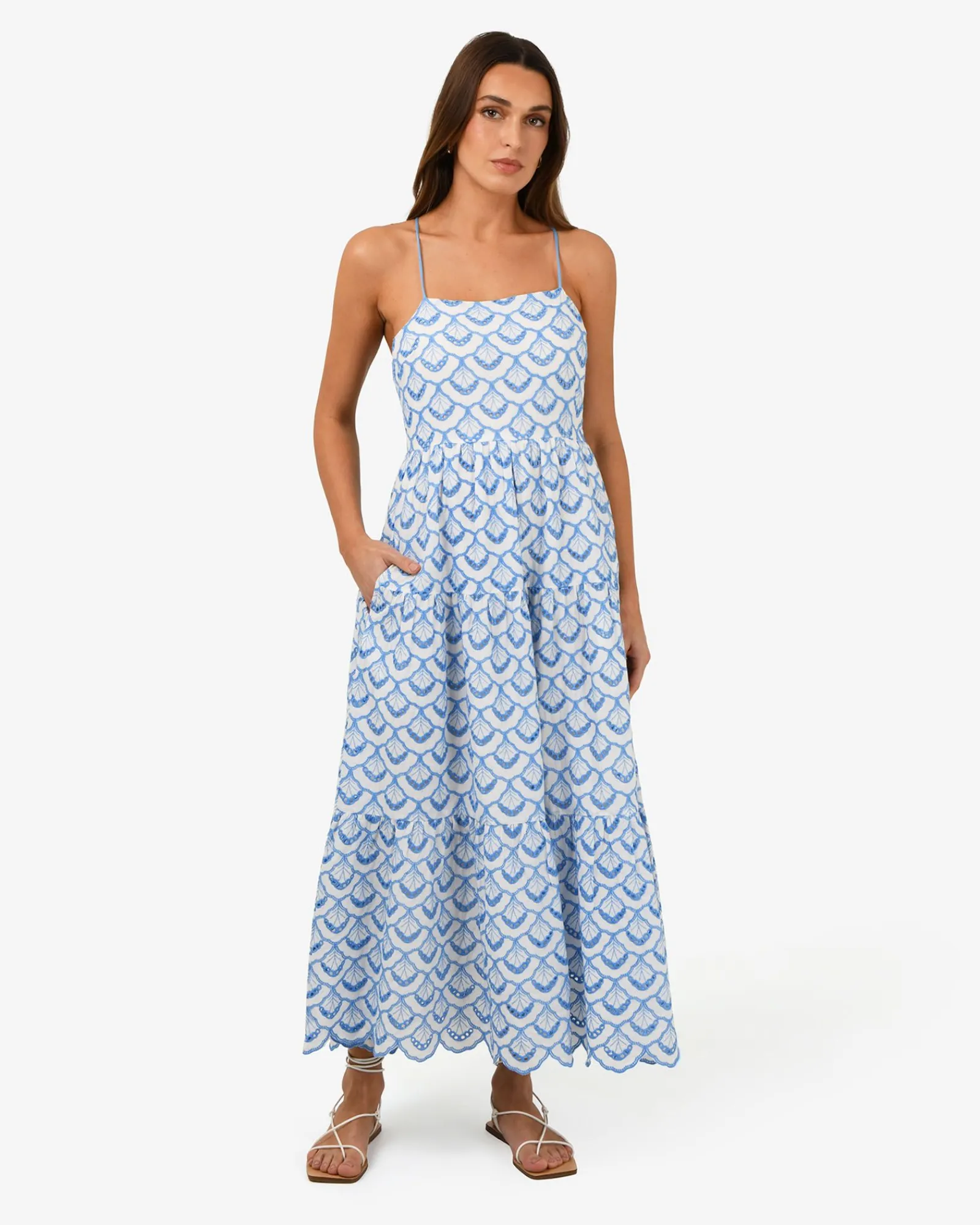 Forcast Kela Embroidery Maxi Dress* Conscious|Day Dresses