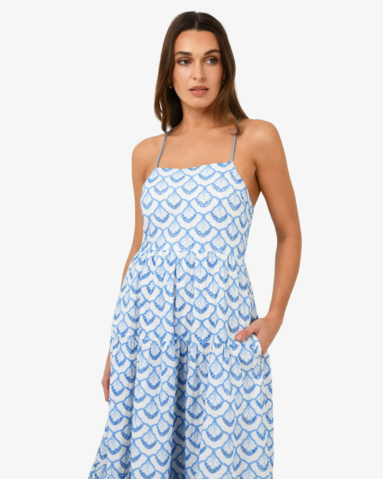 Forcast Kela Embroidery Maxi Dress* Conscious|Day Dresses