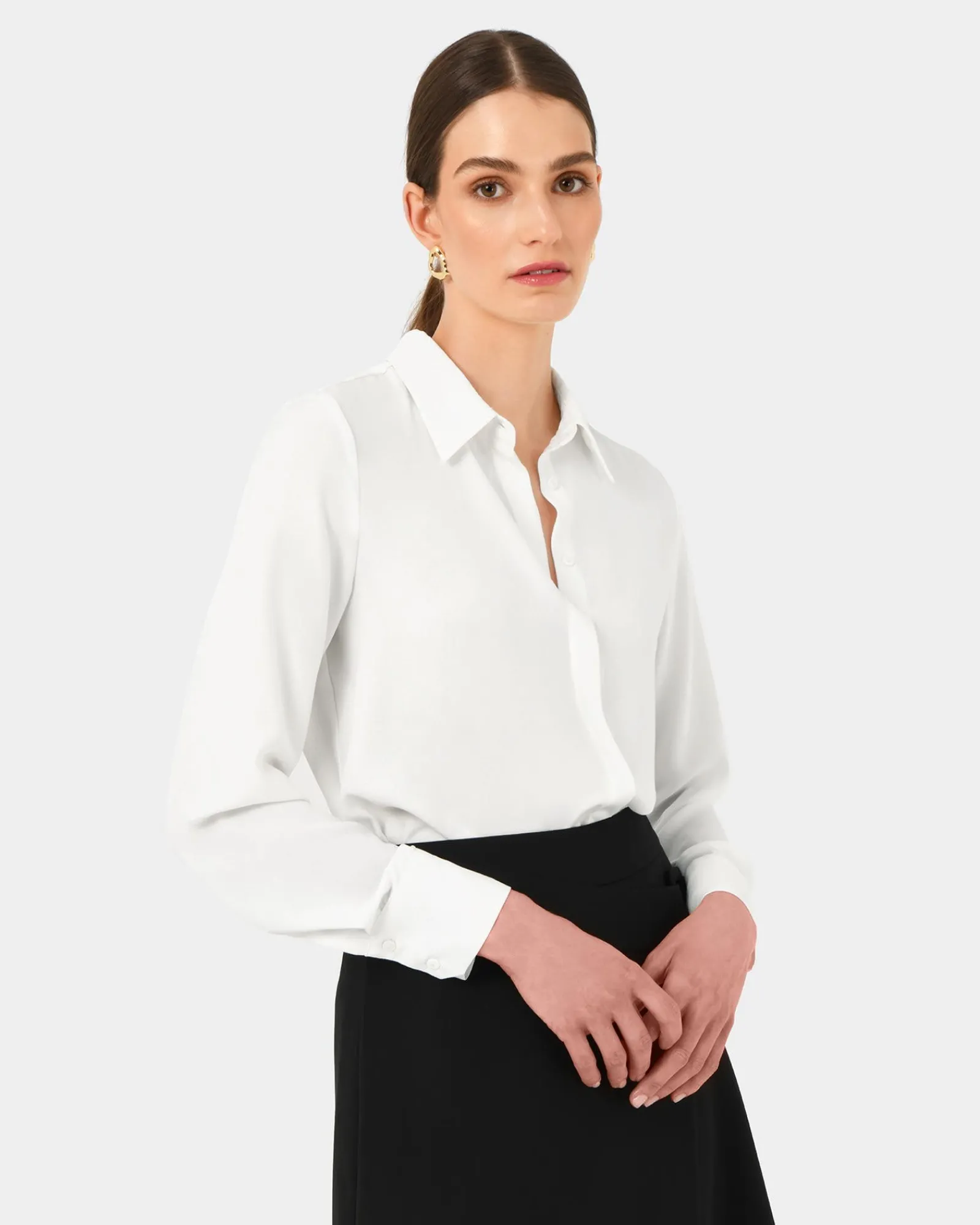 Forcast Kevin Relax Fit Crepe Shirt* Long Sleeve Tops|Shirts & Blouses