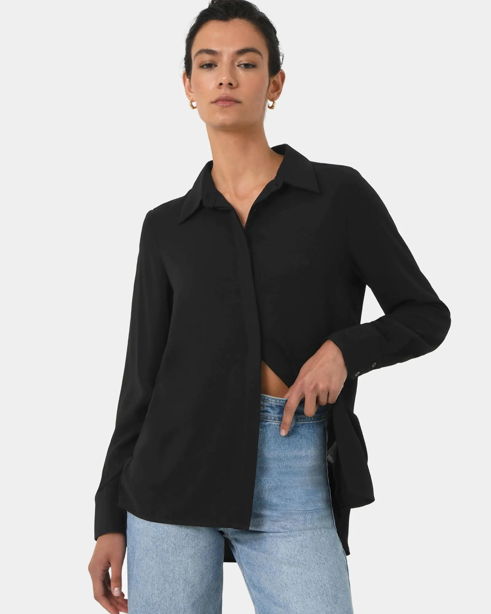 Forcast Kevin Relax Fit Crepe Shirt* Long Sleeve Tops|Shirts & Blouses