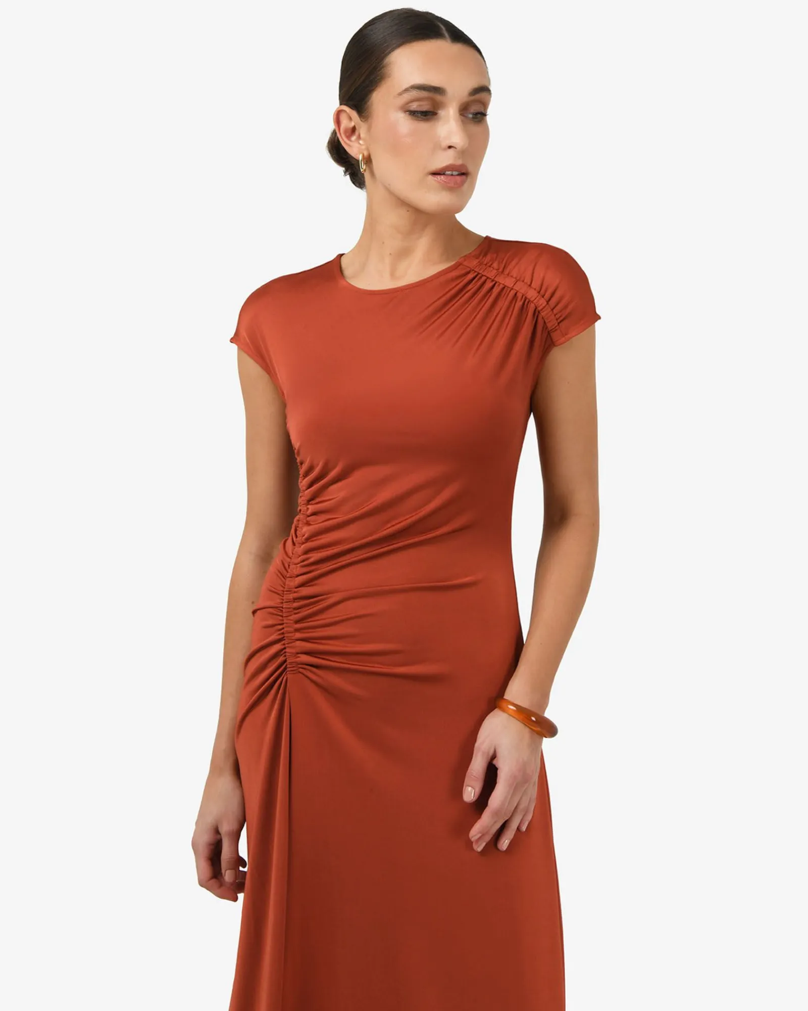 Forcast Kim Asymmetric Ruched Dress* Midi Dresses|Midi Dresses