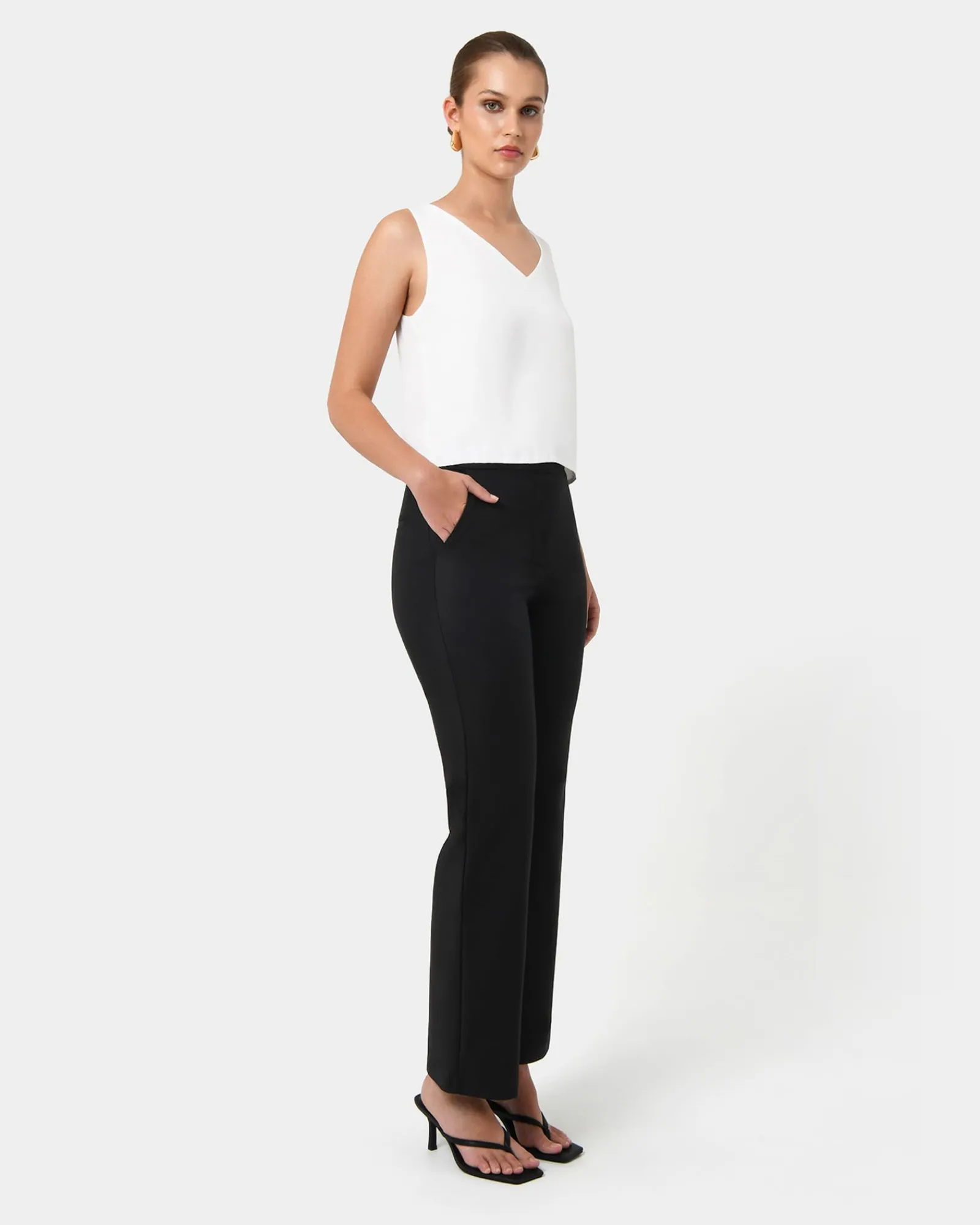 Forcast Lauren Straight Pants* High-Waisted Pants|Straight Leg Pants