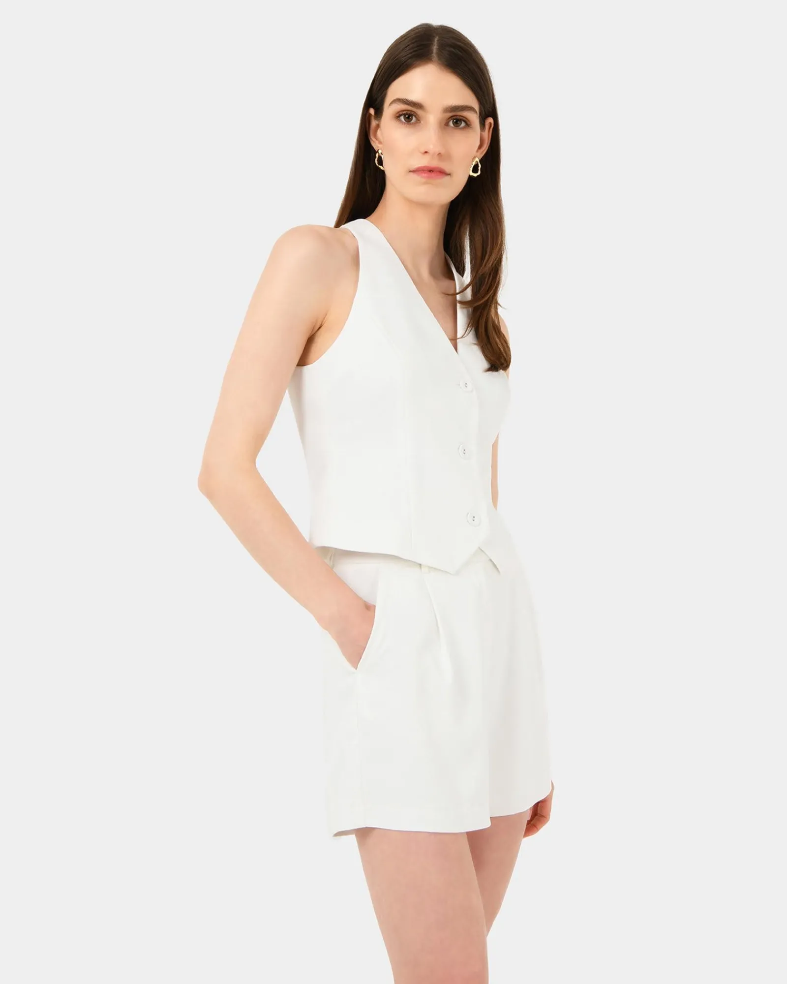 Forcast Lexee Pleat Front Short* High-Waisted Pants|Work Pants