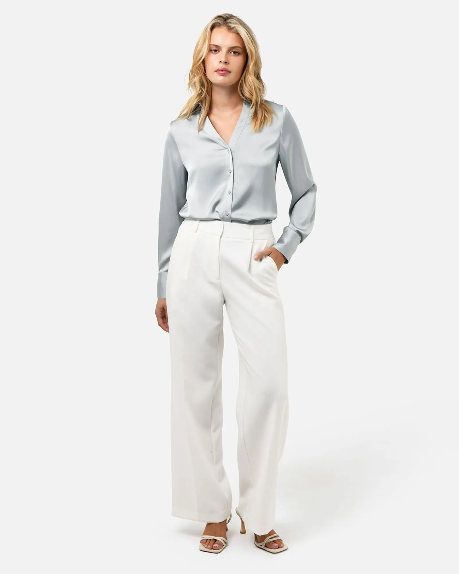 Forcast Lila V-neck Satin Blouse* T-Shirts & Tops|Long Sleeve Tops