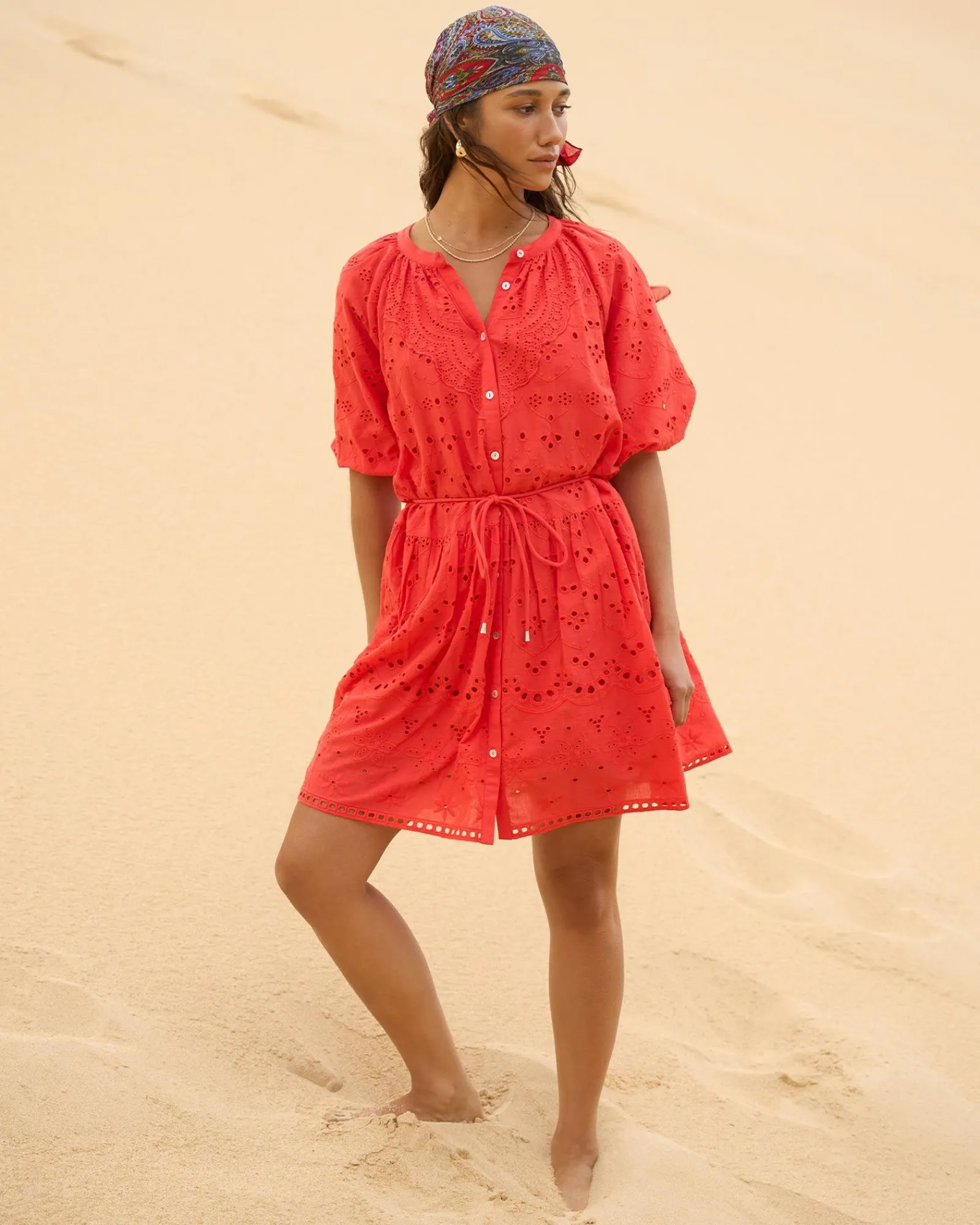 Forcast Lola Broderie Tiered Dress* Conscious|Mini Dresses