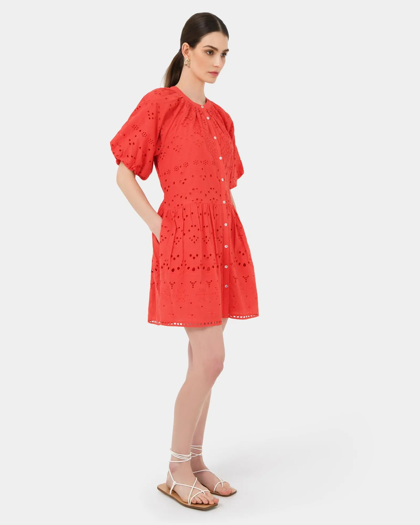 Forcast Lola Broderie Tiered Dress* Conscious|Mini Dresses