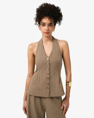 Forcast Lola Halter Neck Peplum Vest* Work Tops|Vests & Waistcoats
