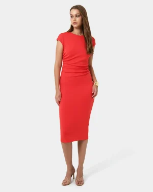 Forcast Lulu Ruched Midi Dress* Midi Dresses|Midi Dresses