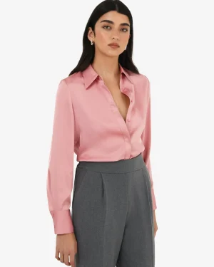 Forcast Mae Satin Shirt* T-Shirts & Tops|Long Sleeve Tops