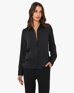 Forcast Mae Satin Shirt* T-Shirts & Tops|Long Sleeve Tops