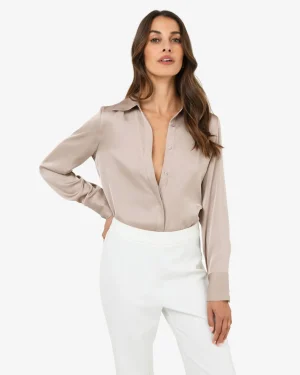 Forcast Mae Satin Shirt* T-Shirts & Tops|Long Sleeve Tops