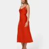 Forcast Mae Side Ruched Satin Dress* Midi Dresses|Midi Dresses