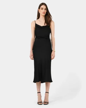 Forcast Mae Side Ruched Satin Dress* Midi Dresses|Midi Dresses