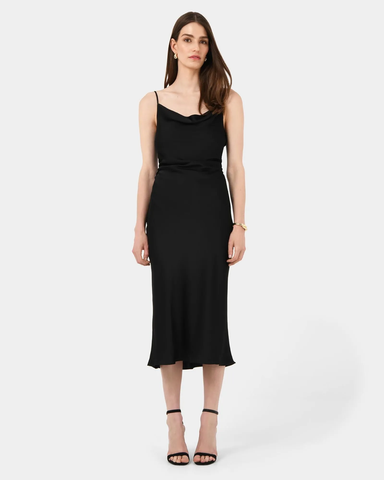 Forcast Mae Side Ruched Satin Dress* Midi Dresses|Midi Dresses
