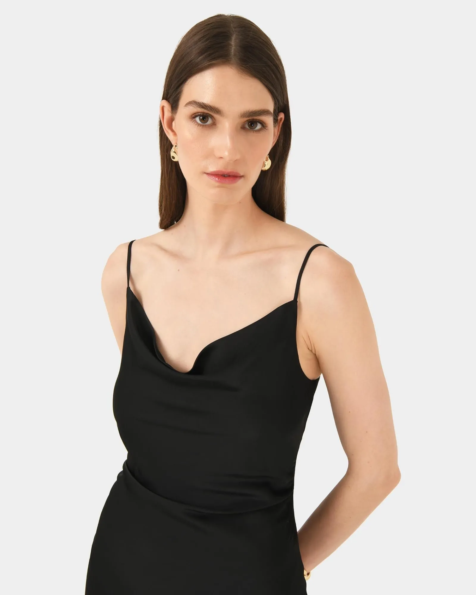 Forcast Mae Side Ruched Satin Dress* Midi Dresses|Midi Dresses